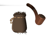 A pouch of tobacco and a pipe.