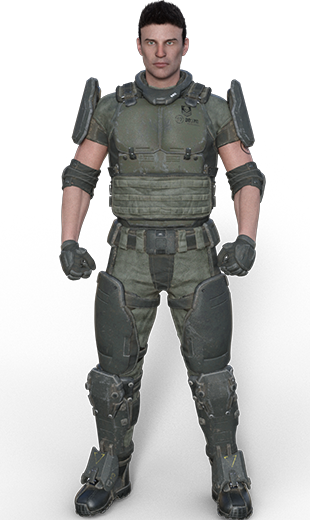 Aaron Kreuger in combat armor