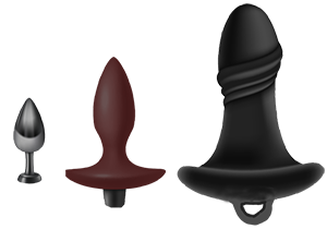 Small, medium, and goliath butt plugs