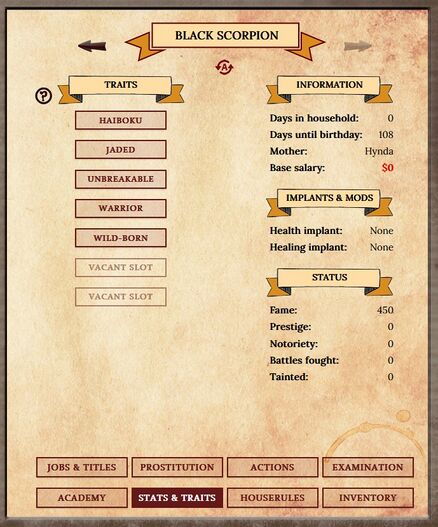 Black Scorpion starting stats sheet 2/3
