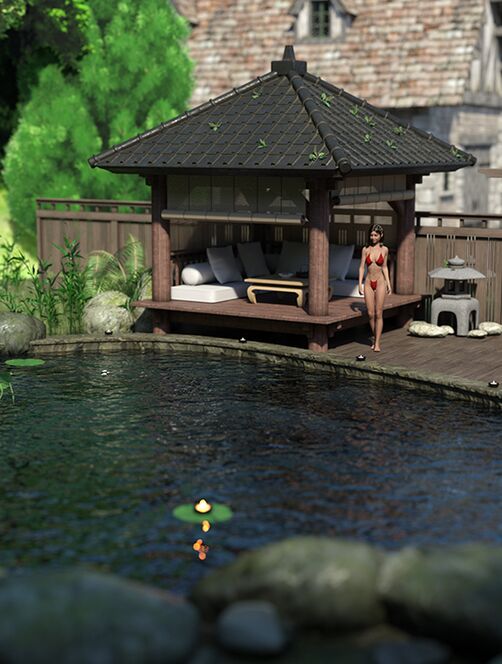 Gazebo with swimming pool